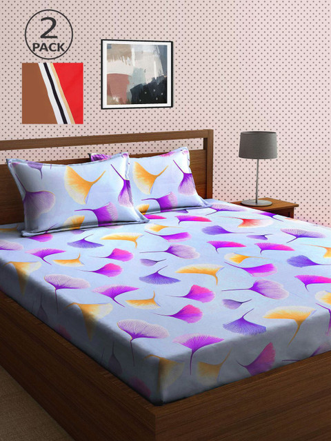 

KLOTTHE Blue & Red 210 TC 2 King Bedsheet with 4 Pillow Covers