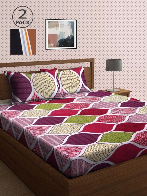 

KLOTTHE Orange & Black 210 TC 2 King Bedsheet with 4 Pillow Covers