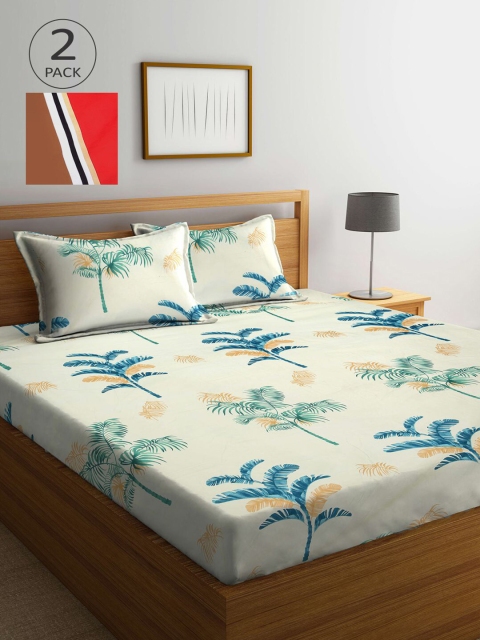 

KLOTTHE Pack Of 2 210 TC Cotton 2 King Bedsheet with 4 Pillow Covers, Multi