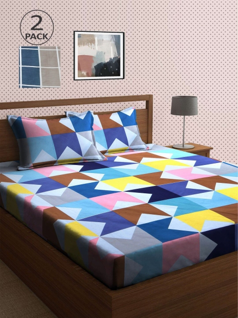 

KLOTTHE Multicoloured Printed 210 TC 2 King Bedsheet with 4 Pillow Covers, Multi