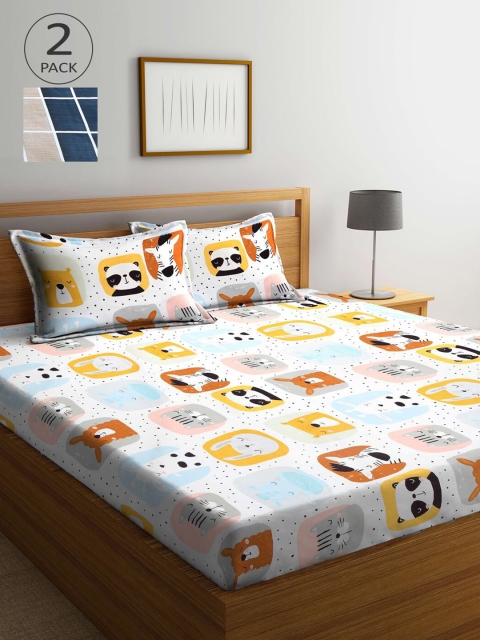 

KLOTTHE Multicoloured Printed 210 TC 2 King Bedsheet with 4 Pillow Covers, Multi