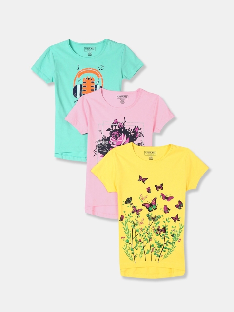 

Cherokee Girls Pack of 3 Assorted Printed Pure Cotton T-shirts