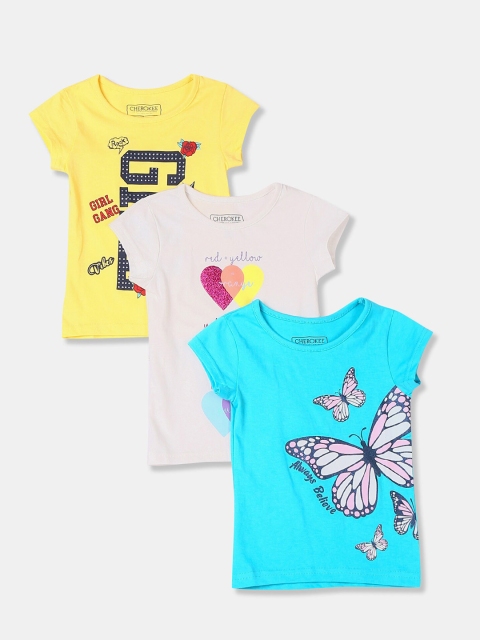 

Cherokee Girls Pack of 3 Assorted Pure Cotton Printed T-shirt