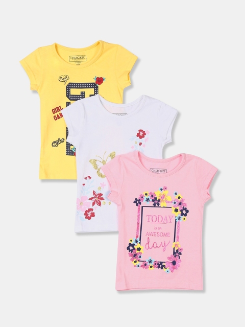 

Cherokee Girls Pack Of 3 Assorted Floral Printed T-shirt
