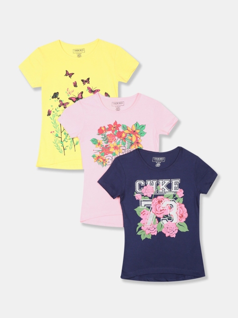 

Cherokee Girls Multicoloured Floral 3 Printed Applique T-shirt, Multi