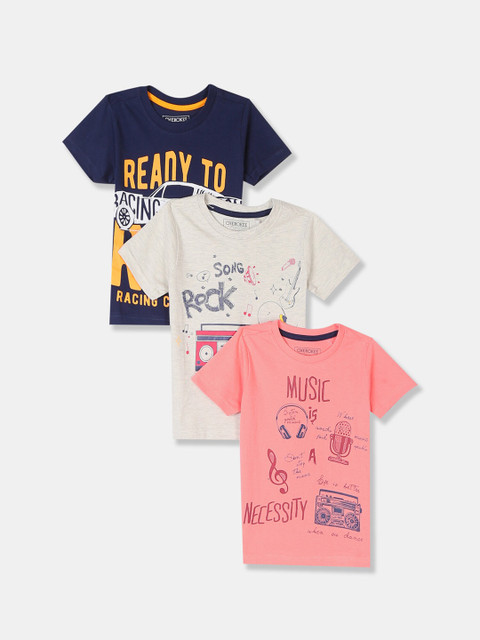 

Cherokee Boys Pack Of 3 Assorted Typography Printed Pure Cotton T-shirts