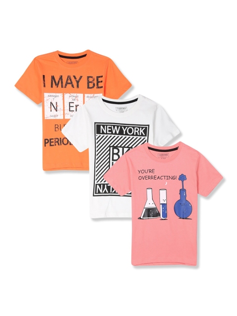 

Cherokee Boys Pack Of 3 Graphic Printed Pure Cotton T-shirt, White