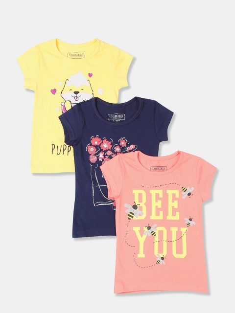 

Cherokee Girls Assorted Set Of 3 Printed T-shirt