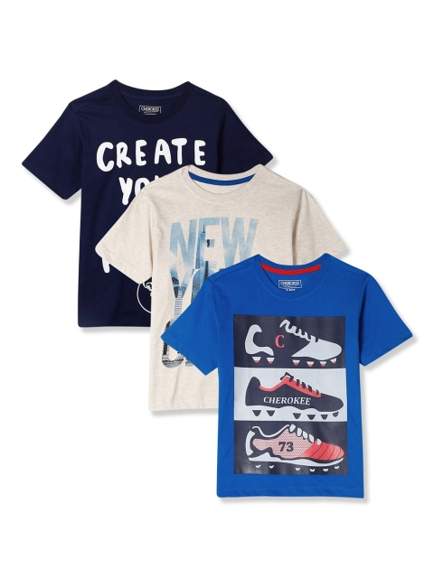 

Cherokee Boys Pack Of 3 Graphic Printed Pure Cotton T-shirt, Multi