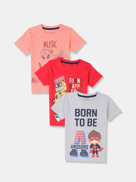 

Cherokee Set-3 Boys Assorted Typography Printed Cotton T-shirt