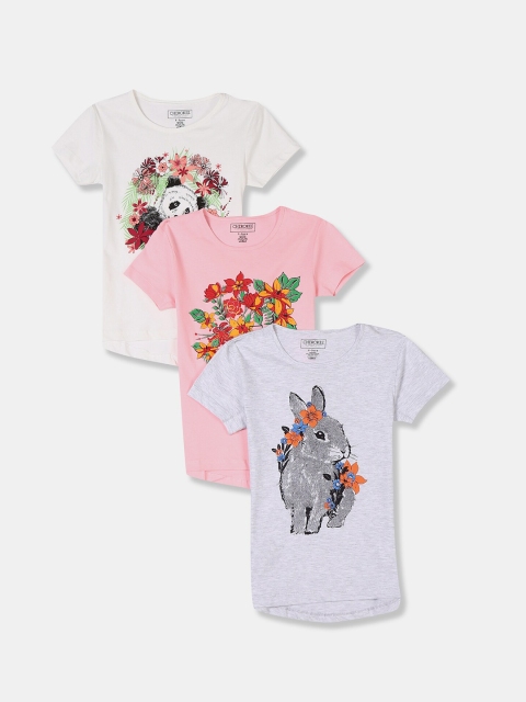 

Cherokee Girls Pack of 3 Assorted Printed Pure Cotton T-shirt