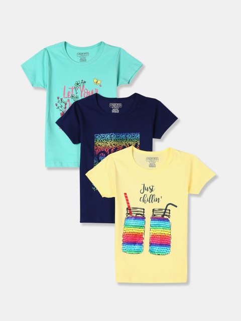 

Cherokee Girls Pack Of 3 Graphic Printed Pure Cotton T-shirt, Yellow