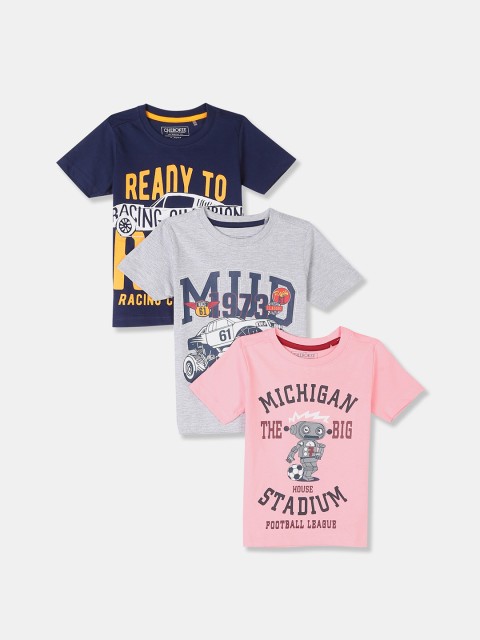 

Cherokee Set-3 Boys Assorted Typography Printed Cotton T-shirt