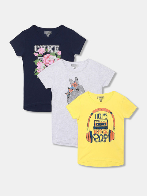 

Cherokee Girls Pack Of 3 Assorted Printed Pure Cotton T-shirts