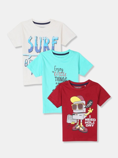 

Cherokee Boys Pack Of 3 Assorted Typography Printed Pure Cotton T-shirt