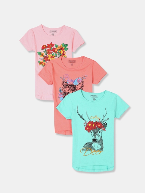 

Cherokee Girls Pack Of 3 Assorted Printed Pure Cotton T-shirts