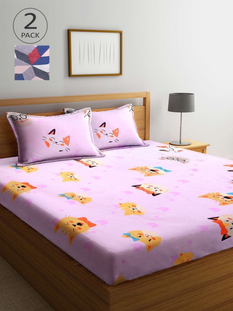 

KLOTTHE Multicoloured Printed 210 TC 2 King Bedsheet with 4 Pillow Covers, Multi