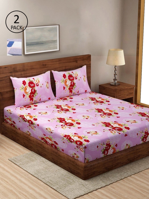 

KLOTTHE Multicoloured Floral 210 TC 2 King Bedsheet with 4 Pillow Covers, Multi