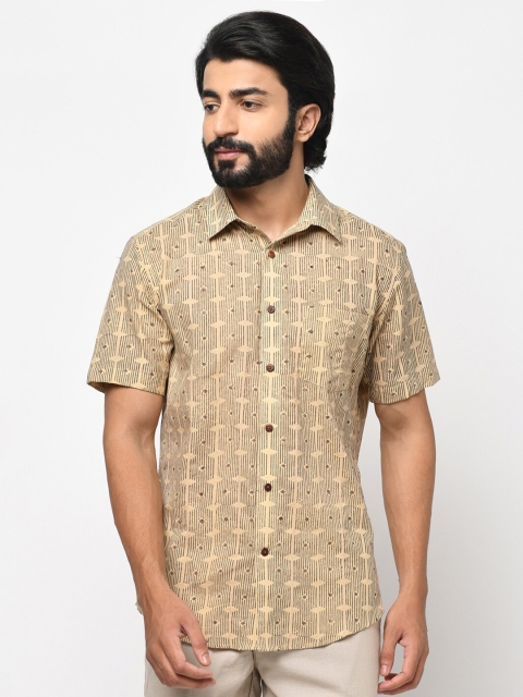 

Fabindia Men Beige Slim Fit Opaque Printed Casual Shirt