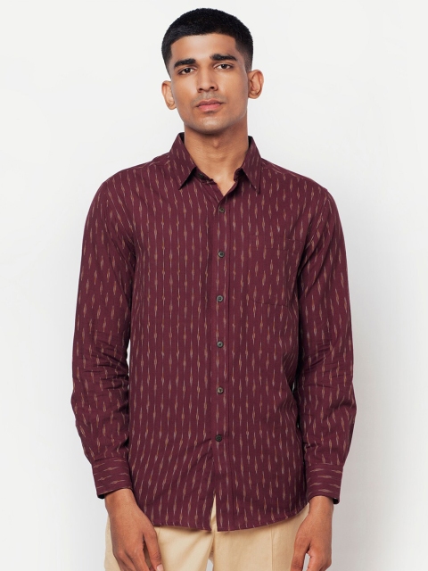 

Fabindia Men Maroon Opaque Striped Casual Shirt