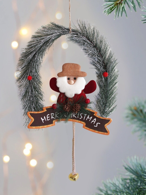 

TIED RIBBONS Grey & Red Christmas Decoration Santa Wall Door Wreath Hanging Ornaments