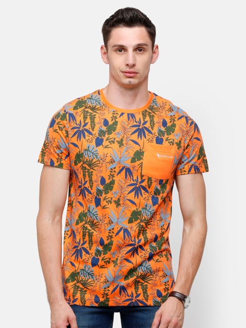 

Swiss Club Men Orange Floral Printed Slim Fit T-shirt