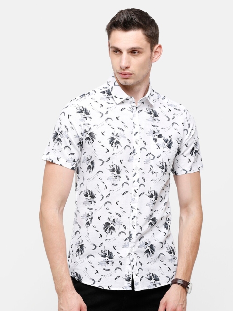 

Swiss Club Men White Slim Fit Opaque Printed Casual Shirt