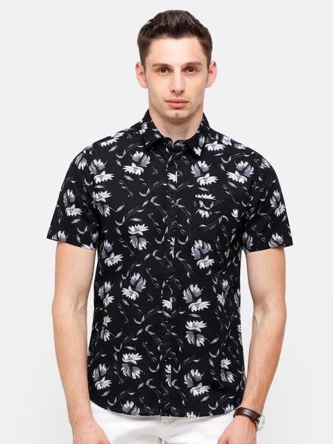 

Swiss Club Men Black Slim Fit Floral Opaque Printed Casual Shirt