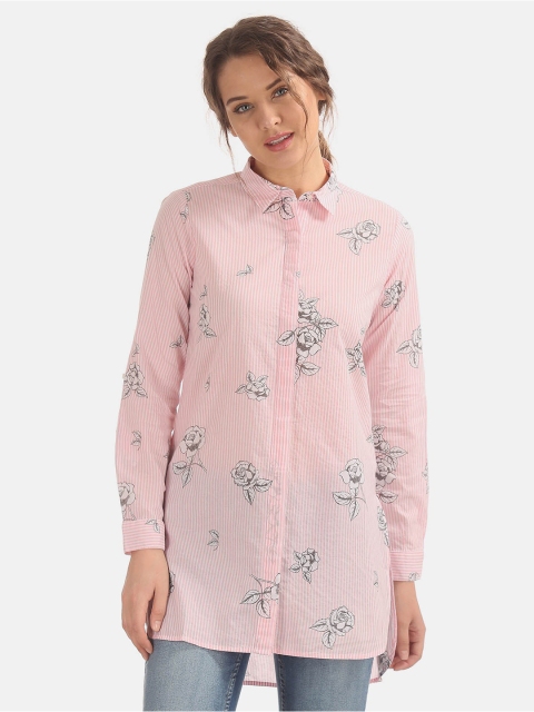 

Sugr Women Pink Opaque Printed Casual Shirt