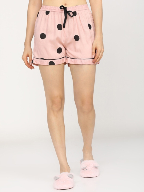 

Tokyo Talkies Women Pink & Black Printed Lounge Shorts