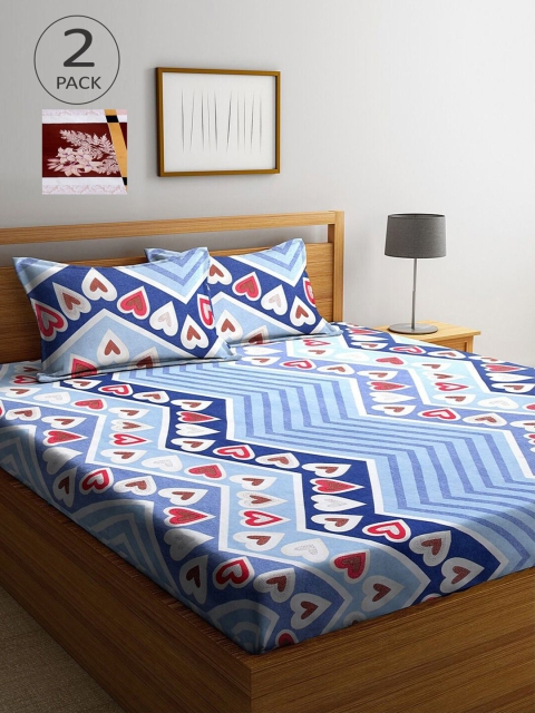 

KLOTTHE Multicoloured Printed 210 TC 2 King Bedsheet with 4 Pillow Covers, Multi