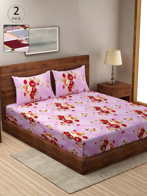 

KLOTTHE Multicoloured Floral 210 TC 2 King Bedsheet with 4 Pillow Covers, Multi
