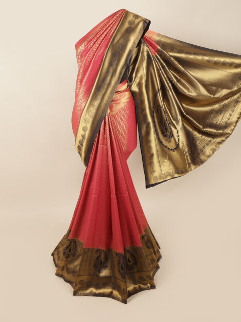 

Pothys Pink & Brown Woven Design Zari Art Silk Banarasi Saree