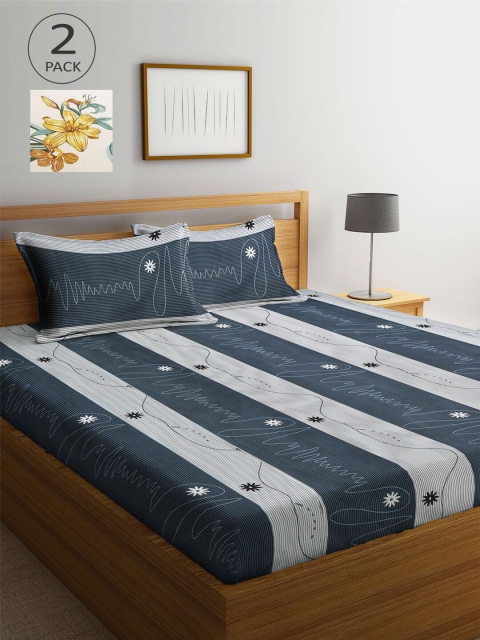 

KLOTTHE Multicoloured Floral 210 TC 2 King Bedsheet with 4 Pillow Covers, Multi