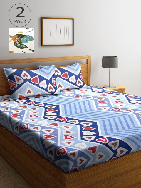

KLOTTHE Multicoloured Printed 210 TC 2 King Bedsheet with 4 Pillow Covers, Multi