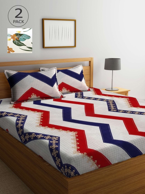 

KLOTTHE Pack Of 2 210 TC Cotton 2 King Bedsheet with 4 Pillow Covers, Multi