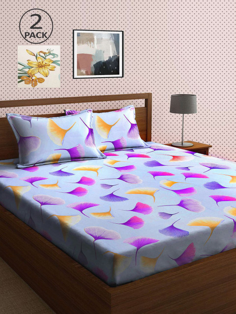 

KLOTTHE Blue & White 210 TC 2 King Bedsheet with 4 Pillow Covers