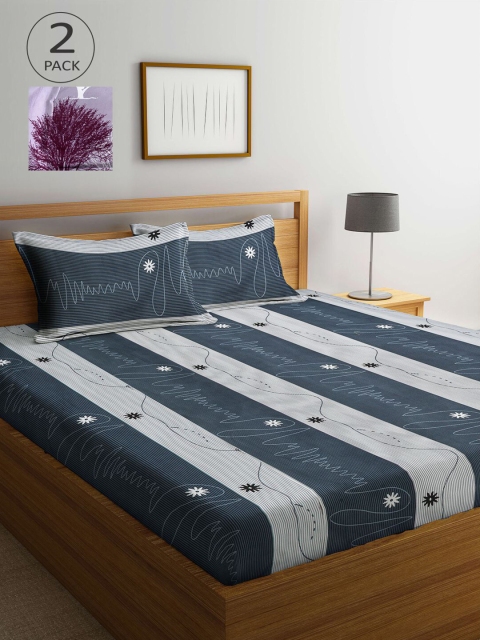 

KLOTTHE Multicoloured Floral 210 TC 2 King Bedsheet with 4 Pillow Covers, Multi