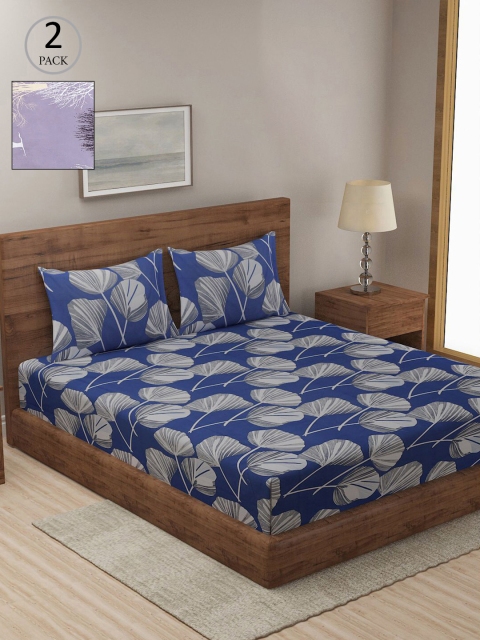 

KLOTTHE Set of 2 210 TC Multi Cotton Printed Double Bedsheets with 2 Pillow Covers