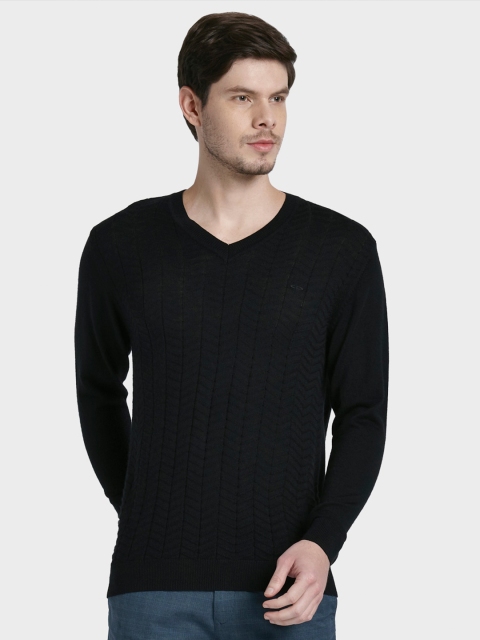

ColorPlus Men Black Self Design Pullover