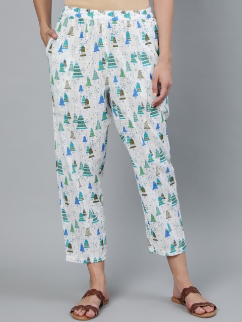 

AASI - HOUSE OF NAYO Women Off White Printed Trousers