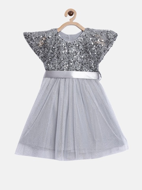 

Nuberry Grey Embellished Cotton Dress