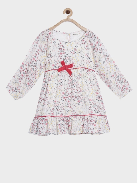 

Nuberry Multicoloured Cotton Floral Printed A-Line Dress, Multi
