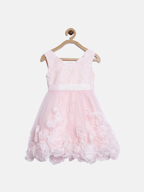 

Nuberry Pink Self Design Corsage Fit & Flared Dress