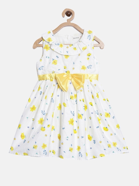 

Nuberry White & Yellow Floral Cotton Dress
