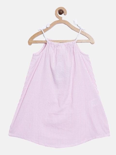 

Nuberry Pink & White Striped Cotton A-Line Dress