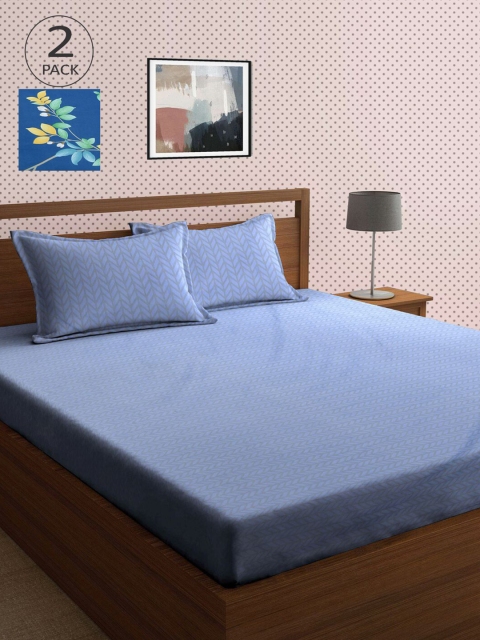 

KLOTTHE Blue & Green Floral 210 TC 2 King Bedsheet with 4 Pillow Covers