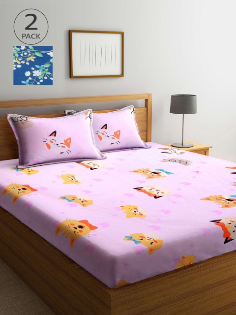

KLOTTHE Multicoloured Printed 210 TC 2 King Bedsheet with 4 Pillow Covers, Multi