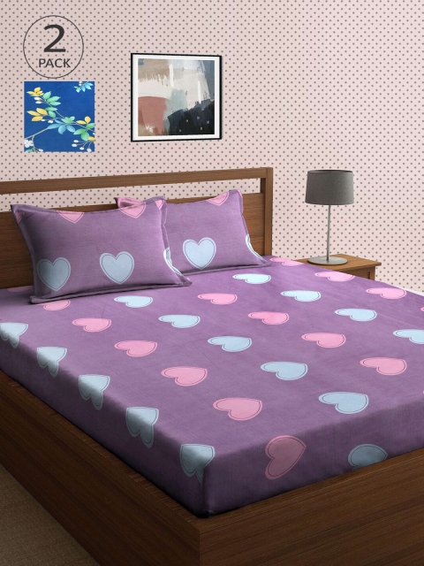 

KLOTTHE Set of 2 210 TC Multi Printed Double Bedsheet with 2 Pillow Covers