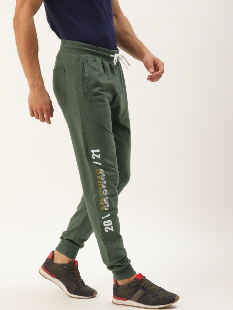 

AM SWAN Men Olive Green Solid Joggers